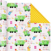 Papel de embrulho LaRibbons Caminhão de lixo reversível de 47 pés quadrados Papel de embrulho LaRibbons Caminhão de lixo reversível de 47 pés quadrados