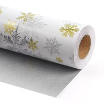 Papel de embrulho LaRibbons Gold Silver Snowflake 43cm x 10m Papel de embrulho LaRibbons Gold Silver Snowflake 43cm x 10m