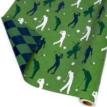 Papel de embrulho LaRibbons Golf Reversible Green 47 pés quadrados