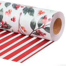 Papel de embrulho LaRibbons Reversível de Natal 43cm x 10m Papel de embrulho LaRibbons Reversível de Natal 43cm x 10m
