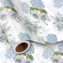Papel de embrulho LeZakaa Blue Hydrangea Flowers 43cm x 10m