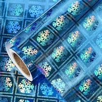 Papel de embrulho LeZakaa Blue Snowflake 43x1000 cm em rolo Papel de embrulho LeZakaa Blue Snowflake 43x1000 cm em rolo