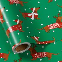 Papel de embrulho LeZakaa Christmas Dachshund, rolo de 43x10 m