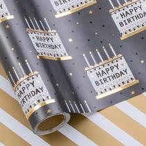 Papel de embrulho LeZakaa Reversível Aniversário para Meninos e Homens