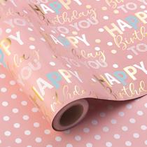 Papel de embrulho MAYPLUSS Reversível Rosa Aniversário 43cm x 10m Papel de embrulho MAYPLUSS Reversível Rosa Aniversário 43cm x 10m