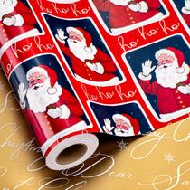 Papel de embrulho MAYPLUSS Santa Paper 43 cm x 10 m reversível Papel de embrulho MAYPLUSS Santa Paper 43 cm x 10 m reversível