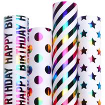 Papel de embrulho Ribbli Birthday Iridescent 4 Rolls 100m²