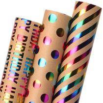 Papel de Embrulho Ribbli Birthday Kraft 3 Rolls 17x304cm