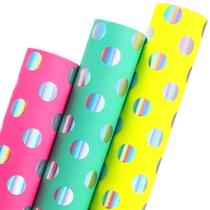 Papel de embrulho Ribbli Birthday Polka Dots Mini Roll x3