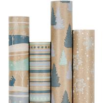 Papel de embrulho RUSPEPA Christmas Kraft Reindeer 4 rolos