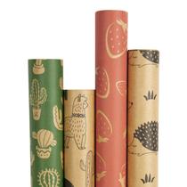 Papel de Embrulho RUSPEPA Kraft - Cactus, Morango, Alpaca e Hedgehog