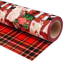 Papel de embrulho Ulmasinn 43cmx10m, manta de Papai Noel de dupla face