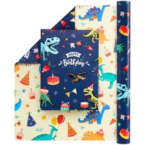 Papel de embrulho WERNNSAI Dinosaur Birthday 17x10m reversível