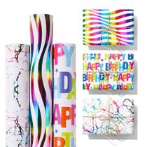 Papel de embrulho WOPARTY Birthday 3 Rolls Sparkly Rainbow Papel de embrulho WOPARTY Birthday 3 Rolls Sparkly Rainbow