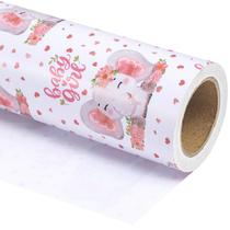 Papel de embrulho WRAPAHOLIC Jumbo Baby Girl Pink Elephant Papel de embrulho WRAPAHOLIC Jumbo Baby Girl Pink Elephant