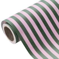 Papel de embrulho WRAPAHOLIC Mini Roll 43 cm x 10 m com listra verde/rosa Papel de embrulho WRAPAHOLIC Mini Roll 43 cm x 10 m com listra verde/rosa