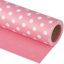 Papel de embrulho WRAPAHOLIC reversível rosa de bolinhas 10m Papel de embrulho WRAPAHOLIC reversível rosa de bolinhas 10m