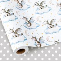 Papel de embrulho Yarcony Baby Dragon Theme para chá de menino Papel de embrulho Yarcony Baby Dragon Theme para chá de menino