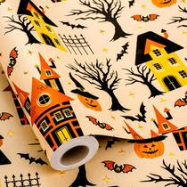 Papel de embrulho Yarcony Halloween 43 cm x 10 m Folha metálica Papel de embrulho Yarcony Halloween 43 cm x 10 m Folha metálica