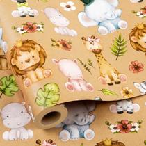 Papel de embrulho Yarcony Kraft Baby Shower Jungle Animals