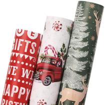 Papel de Natal Ribbli, papel de embrulho, 3 rolos, 43x305 cm