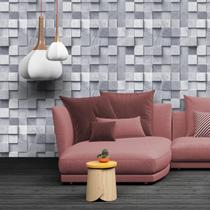 Papel De Parede - 0,58 X 2,00M Blocos 3D Cinza