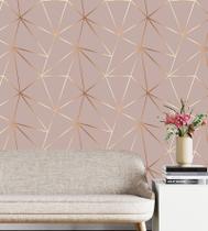 Papel de Parede 10 Metros Geométrico Gold Carmim para Quarto e Sala Papel de Parede 10 Metros Geométrico Gold Carmim para Quarto e Sala