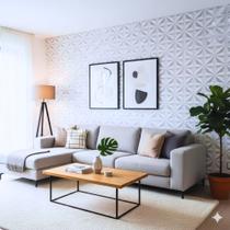 Papel de Parede 3D 10m Adesivo Autocolante Geometrico Cinza Claro Sala, Quarto