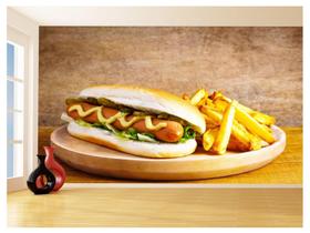 Papel De Parede 3D Alimentos Hot Dog Com Fritas 3,5M Al463