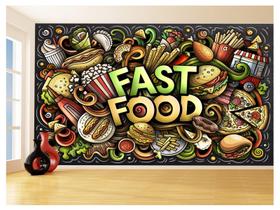 Papel De Parede 3D Alimentos Pizza Restaurante 3,5M Al338