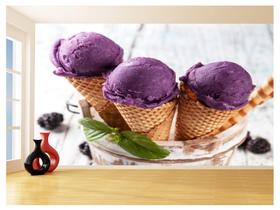 Papel De Parede 3D Alimentos Sorvete Uva Caseiro 3,5M Al356