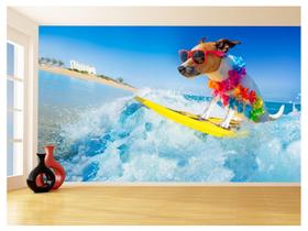 Papel De Parede 3D Animais Cachorro Surfando 3,5M Anm365