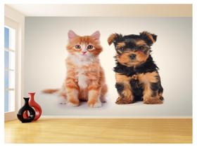 Papel De Parede 3D Animais Cão Gato Petshop 3,5M Anm412