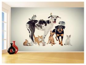 Papel De Parede 3D Animais Cão Gato Petshop 3,5M Anm413 - Você Decora