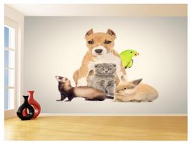 Papel De Parede 3D Animais Cão Gato Petshop 3,5M Anm421