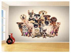 Papel De Parede 3D Animais Cão Gato Petshop 3,5M Anm426