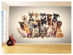 Papel De Parede 3D Animais Cão Gato Petshop 3,5M Anm428