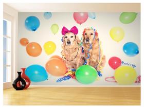 Papel De Parede 3D Animais Casal Golden Festa 3,5M Anm367