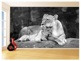 Papel De Parede 3D Animais Leão Família Leoa 3,5M Anm501