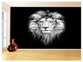 Papel De Parede 3D Animais Leão Olho Azul Rosto 3,5M Anm469