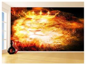 Papel De Parede 3D Animais Leão Rosto Estrelas 3,5M Anm453