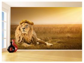 Papel De Parede 3D Animais Leão Rosto Rei Olhar 3,5M Anm449