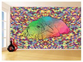 Papel De Parede 3D Animais Pop Art Cachorro Pet 3,5M Pxa212