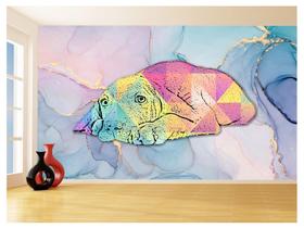 Papel De Parede 3D Animais Pop Art Cachorro Pet 3,5M Pxa216