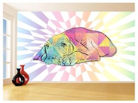 Papel De Parede 3D Animais Pop Art Cachorro Pet 3,5M Pxa232