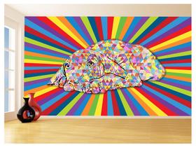 Papel De Parede 3D Animais Pop Art Cachorro Pet 3,5M Pxa237