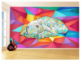 Papel De Parede 3D Animais Pop Art Cachorro Pet 3,5M Pxa238