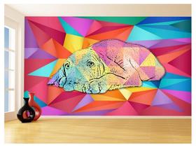 Papel De Parede 3D Animais Pop Art Cachorro Pet 3,5M Pxa239