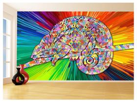 Papel De Parede 3D Animais Pop Art Camaleão Pet 3,5M Pxa07