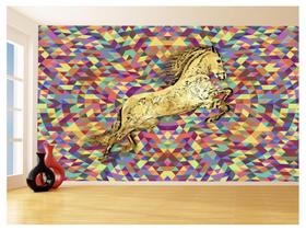 Papel De Parede 3D Animais Pop Art Cavalo Cores 3,5M Pxa300